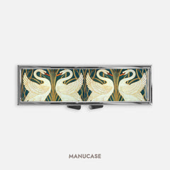 William Morris Art Nouveau Swans Rectangle Pill Box Case - Cute Medicine Container, Weekly 7 day Organizer, Vitamins Holder, Trinket Box