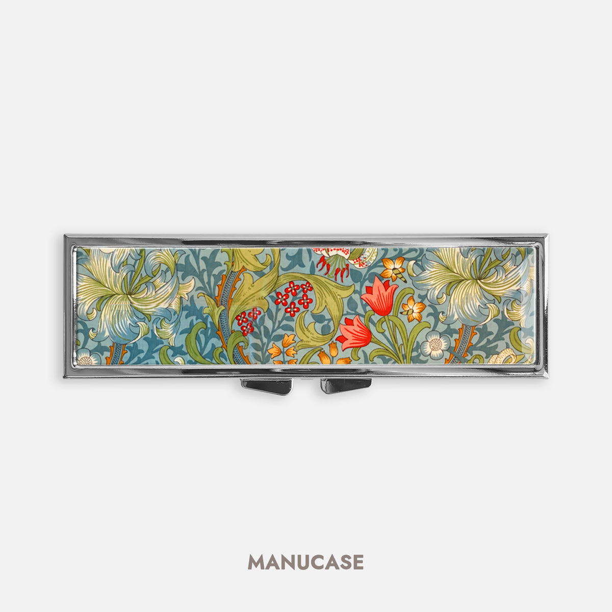 William Morris Golden Lily Vintage Cute Rectangle Pill Box Case - Cute Medicine Container, Weekly 7 day Organizer, Vitamins Holder, Trinket Box