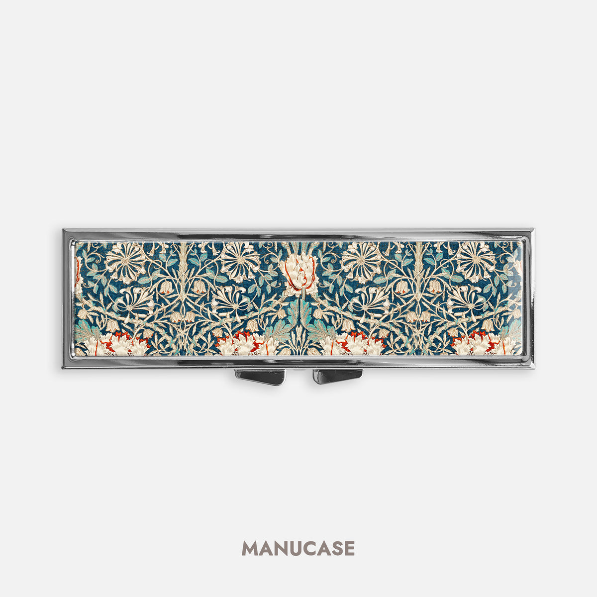 William Morris Honeysuckle Vintage Cute Rectangle Pill Box Case - Cute Medicine Container, Weekly 7 day Organizer, Vitamins Holder, Trinket Box